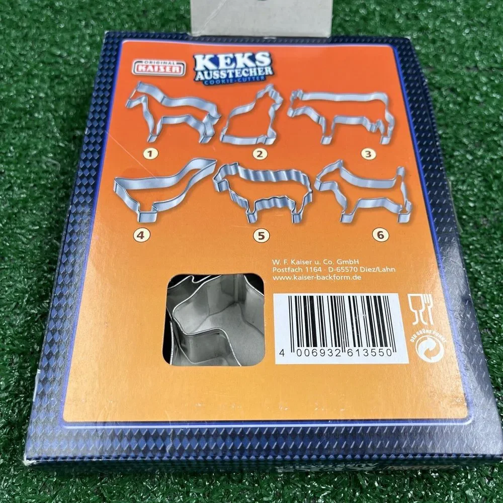 Kaiser Keks Animal Cookie Cutters Domestic Set of 6 Cat Dog Horse Duck Cow Sheep